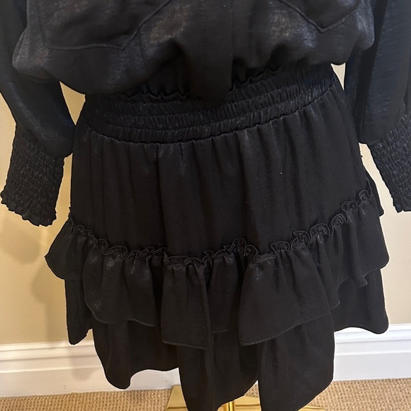 Misa Los Angeles Flirty Black Mini Ruffle Dress - Picture 7 of 7